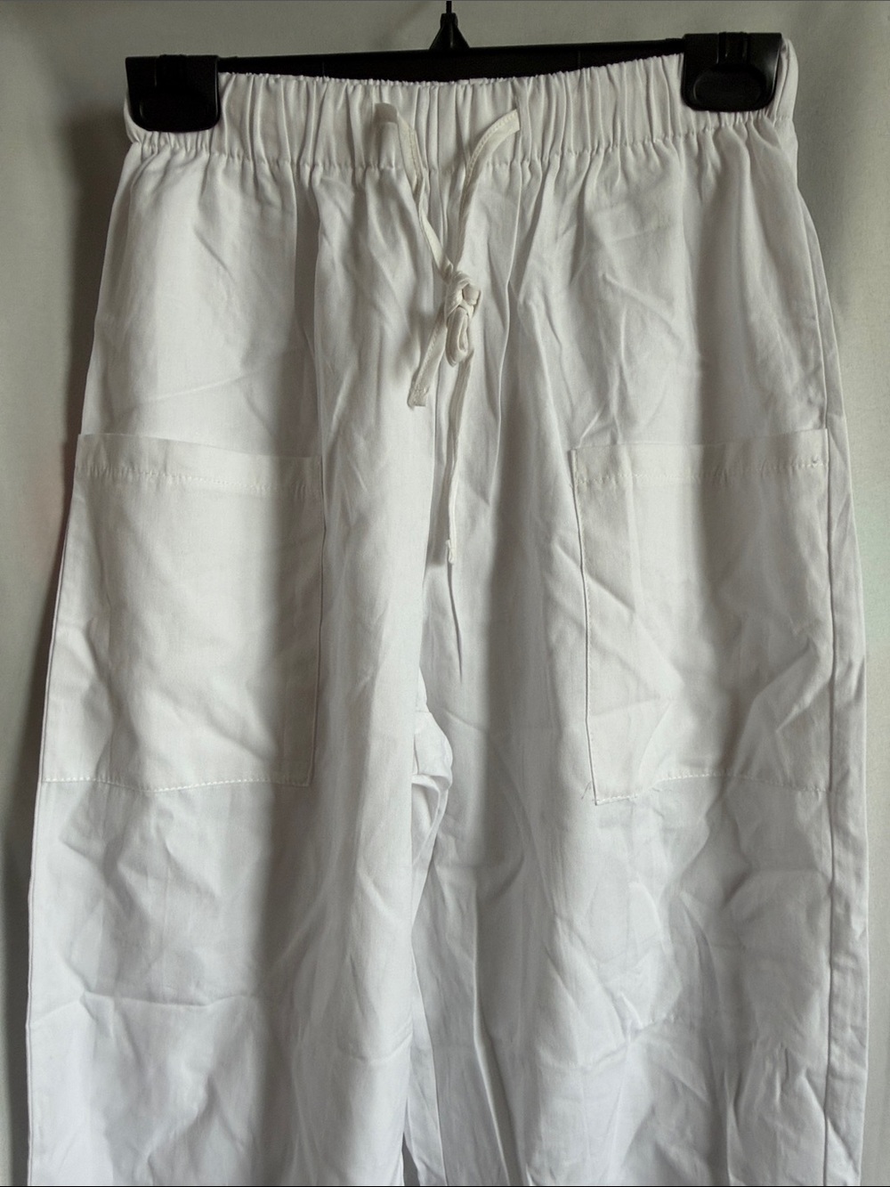 Women's White Drawstring Cargo Capris - Picture 5 of 7
